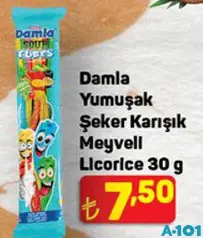 DAMLA YUMUŞAK ŞEKER KARIŞIK MEYVELİ LİCORİCE 30 G